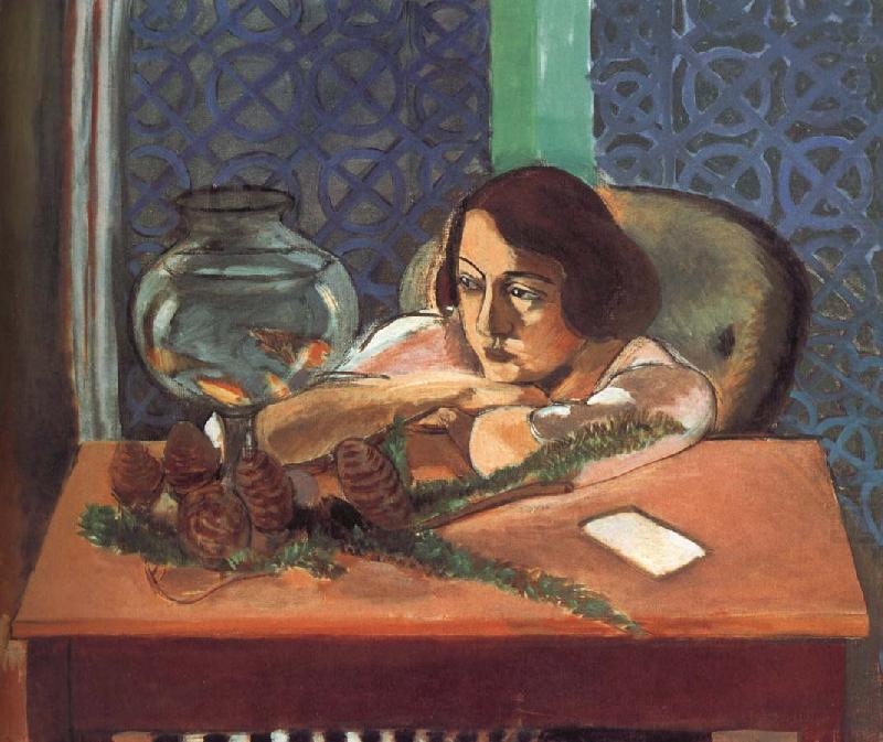 Fish tank after a woman, Henri Matisse